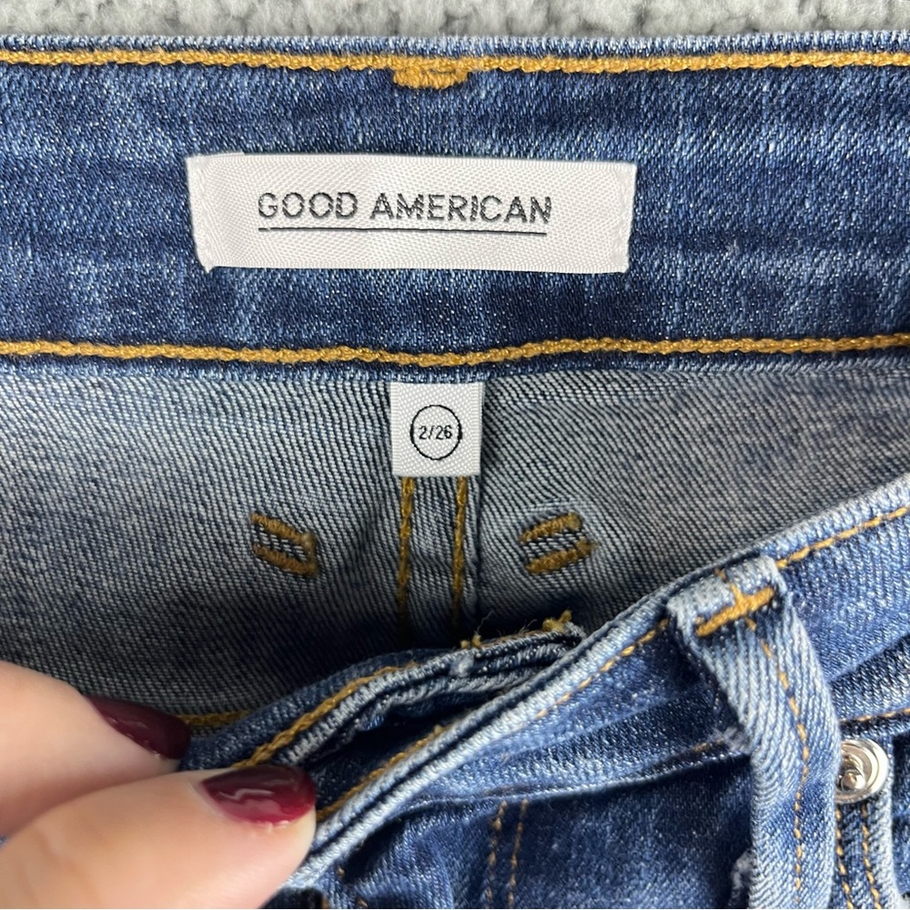Good American Size 2/26 Raw Hem‎ Good Legs Athletic Side Stripe Skinny Jeans - Picture 2 of 15